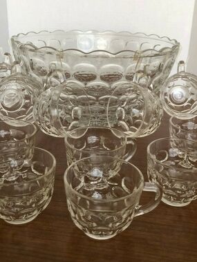 Vintage FEDERAL GLASS PUNCH BOWL SET